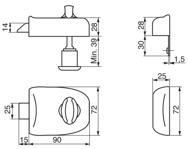 Schloss RB1623 IND Schwarz/Kr komplett / ST
