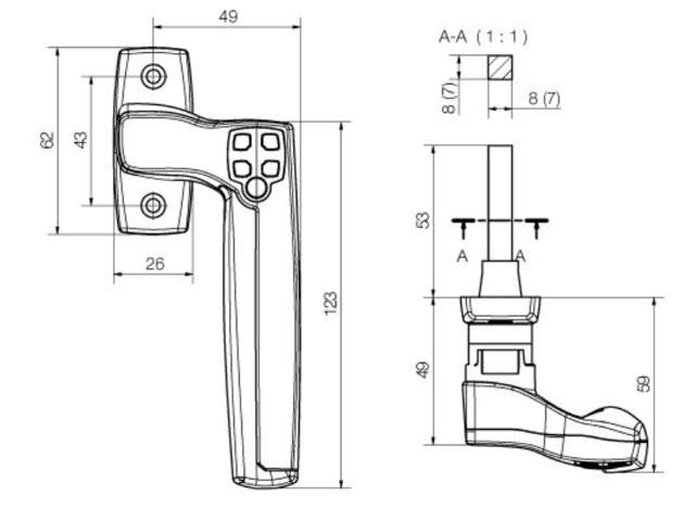 Grundplatte für Terrassentürschloss