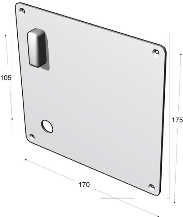 Ruko-Line Quadratisches Schild, Twister, Türgriffloch unten, links