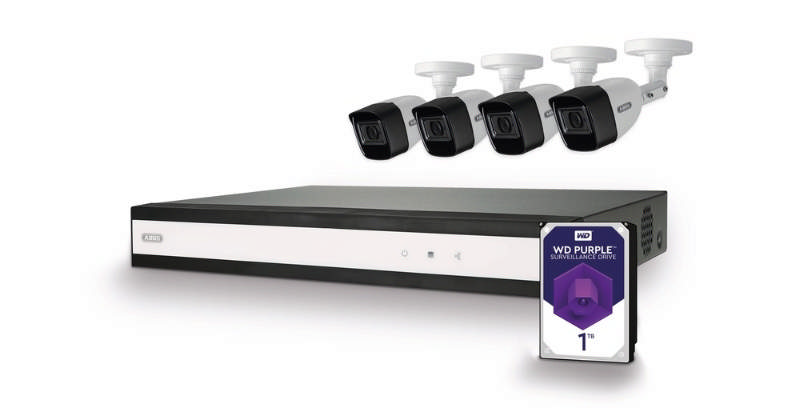 ABUS Komplettset mit Hybrid-Videorecorder und 4 analogen Mini-Röhrenkameras