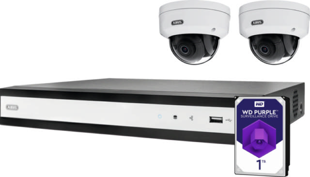 ABUS Komplettset mit NVR und 2 PoE Mini-Dome-Kameras