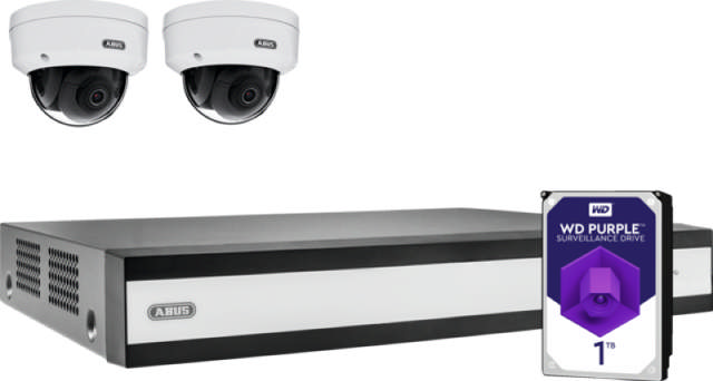 ABUS Komplettset mit NVR und 2 PoE Mini-Dome-Kameras