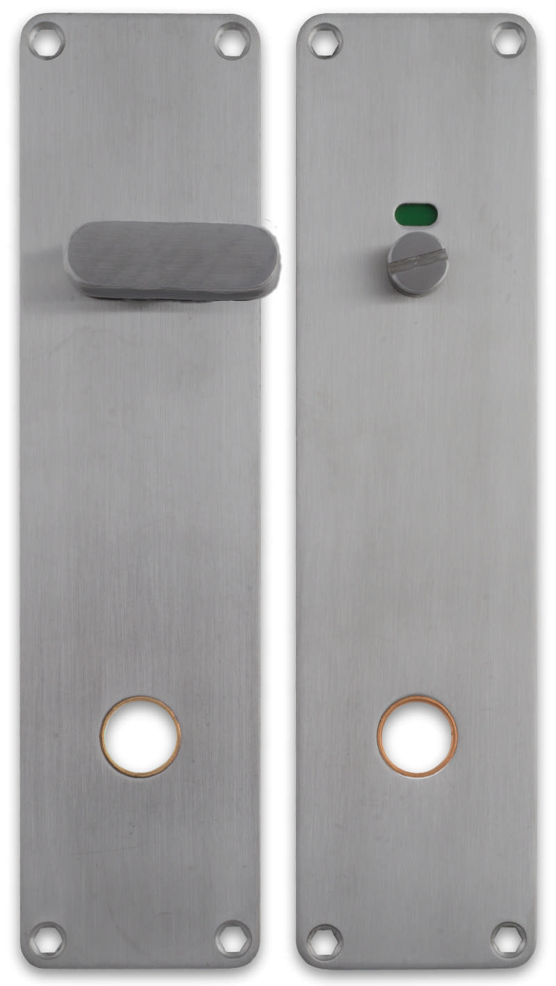 Langes Schild für behindertes Toilettenpersonal Assa 2x 215x55x2mm aus Edelstahl 304 mit Messingring C/C105