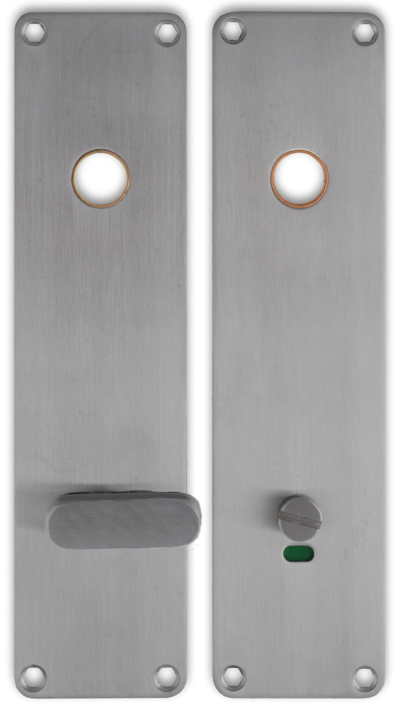 Langes Schild für behindertes Toilettenpersonal Boda 2x 215x55x2mm aus Edelstahl 304 mit Messingring C/C105