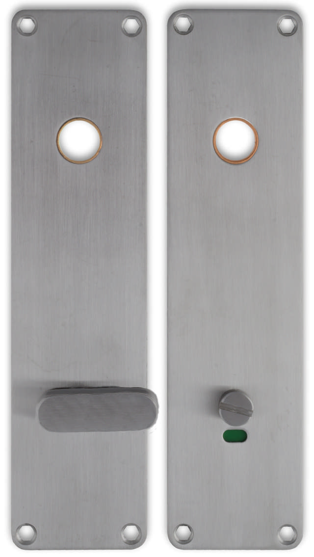 Langes Schild für behindertes Toilettenpersonal Boda 2x 215x55x2mm aus Edelstahl 304 mit Messingring C/C105