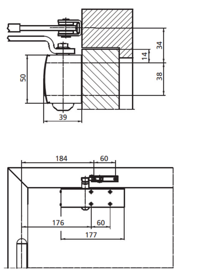 GEZE Arm TS 1500, silber