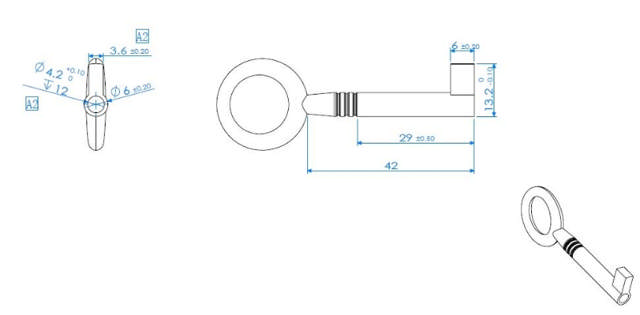 Möbelschlüssel 161r3/65x6mm.