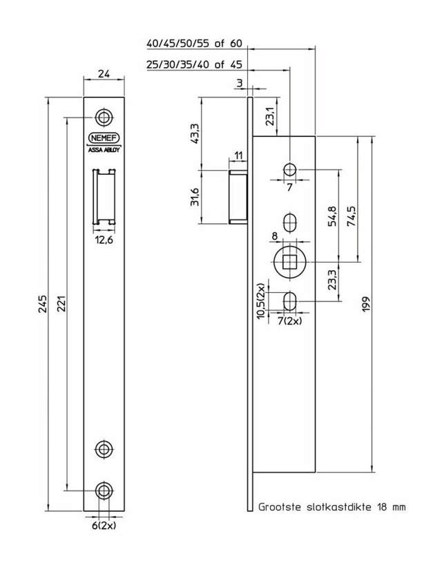 Nemef-Schließkasten 9623/35 (92 mm)
