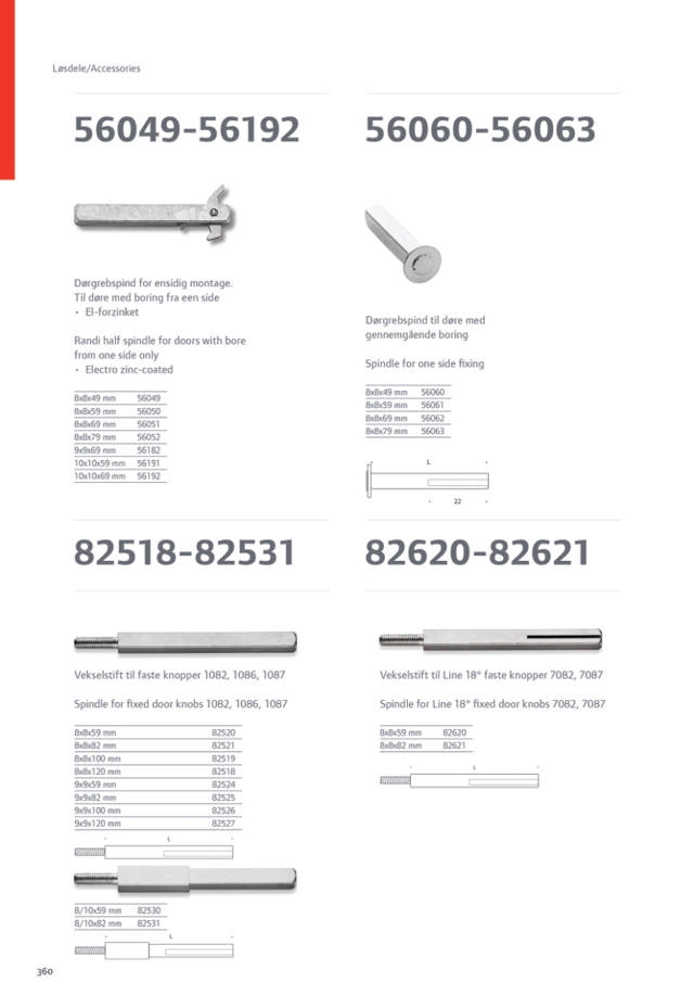 Randi Türgriffstift 56052 einseitig 8x8mm, 79mm