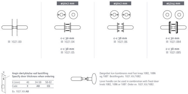 Randi Türgriff 102100AB L-Form 19 mm mit Rosette (34–58 mm)