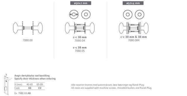 Randi Line 18 Türknauf drehbar mit Rosette CC30, 708004