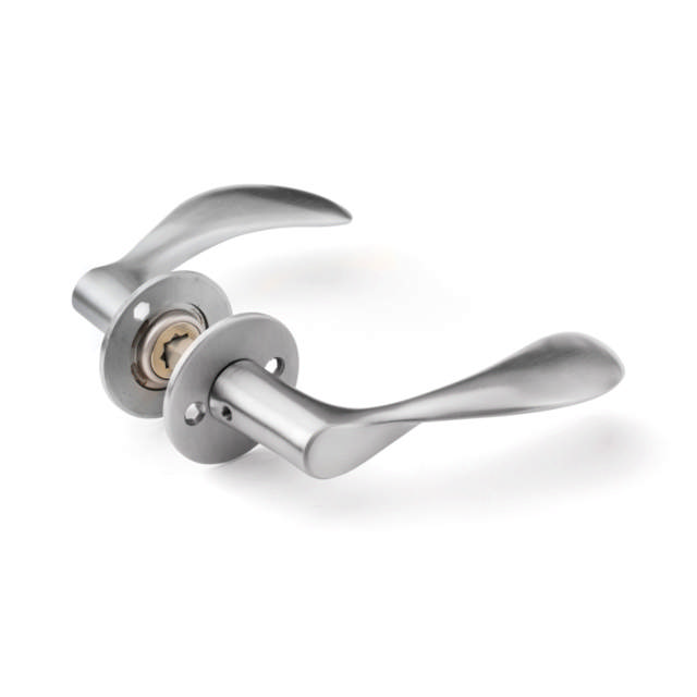 Arne Jacobsen Türgriff 111 mm mit Rosetten CC30, RS-Stahl