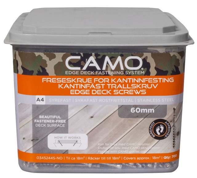 CAMO Terrassenschrauben 4,0x60mm A4, Pck. von 700 Stück