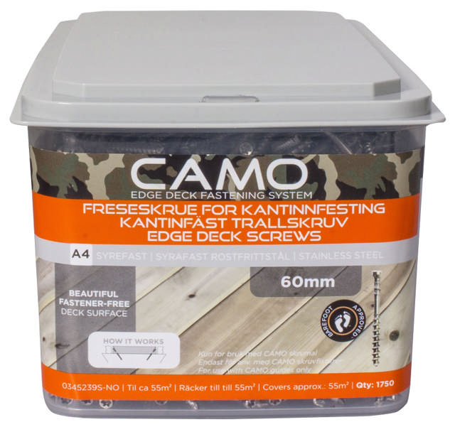 CAMO Terrassenschrauben 4,0x60mm A4, Pck. von 1750 Stück