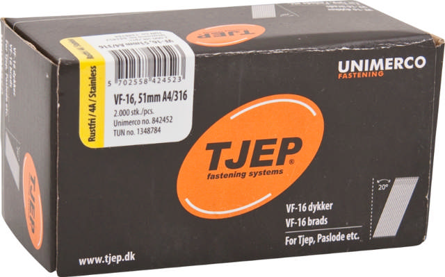 TJEP Dykker Rustfri A4 VF-16 51 Unimerco PK m. 2000 stk.