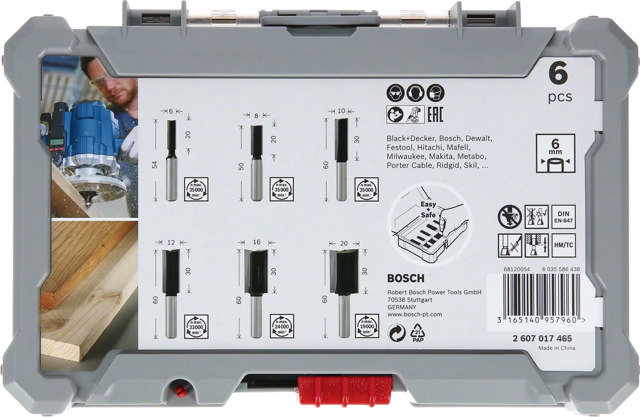 Bosch Oberfräsen-Set HM gerade 6mm 6-teilig