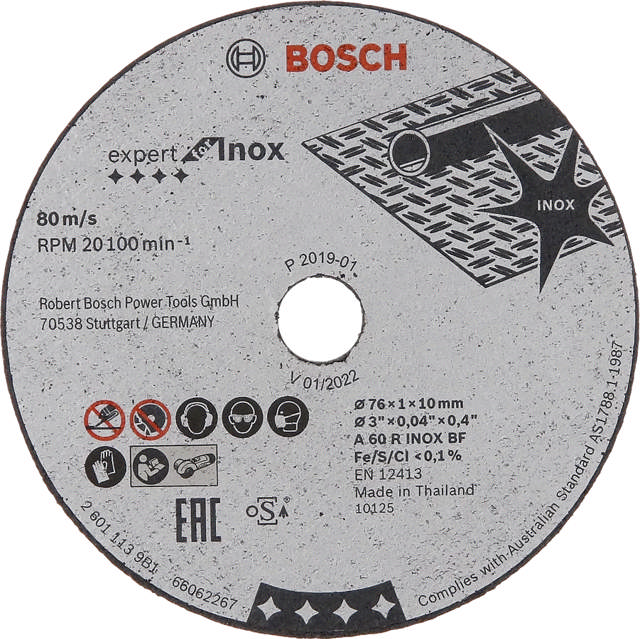 Bosch Trennscheibe Exp Inox 76 x 1 x 10 mm Pck. m. 5 Stk.