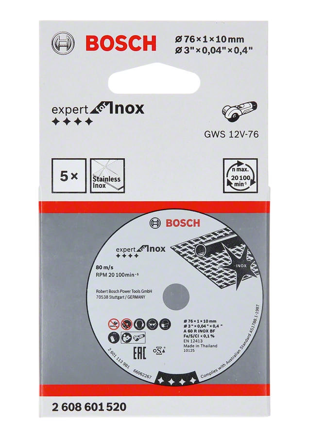 Bosch Trennscheibe Exp Inox 76 x 1 x 10 mm Pck. m. 5 Stk.