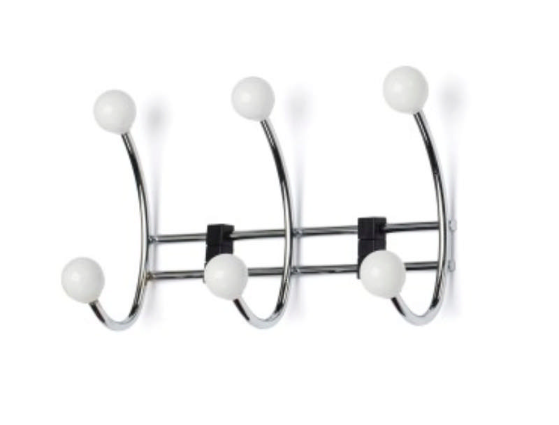 Garderobenständer Beere, 3-Haken, Weiß/Chrom