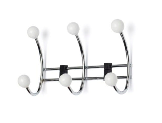 Garderobenständer Beere, 3-Haken, Weiß/Chrom