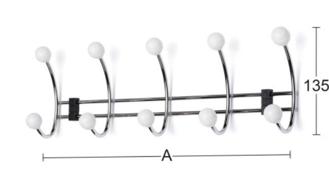 Garderobenständer Beere, 5 Haken, Weiß/Chrom