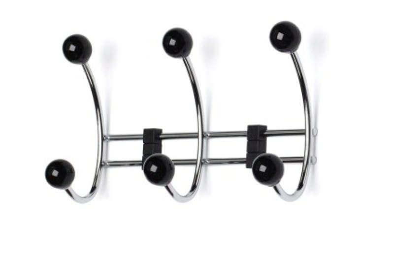 BERRY 3-Haken-Garderobenständer Schwarz/Chrom