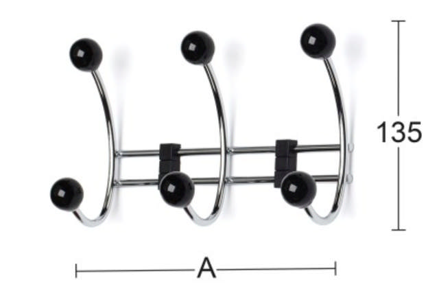 BERRY 3-Haken-Garderobenständer Schwarz/Chrom