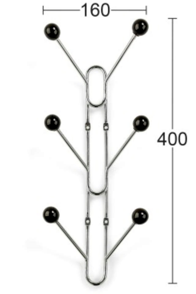 BENNY 6-Haken-Ständer Schwarz/Chrom