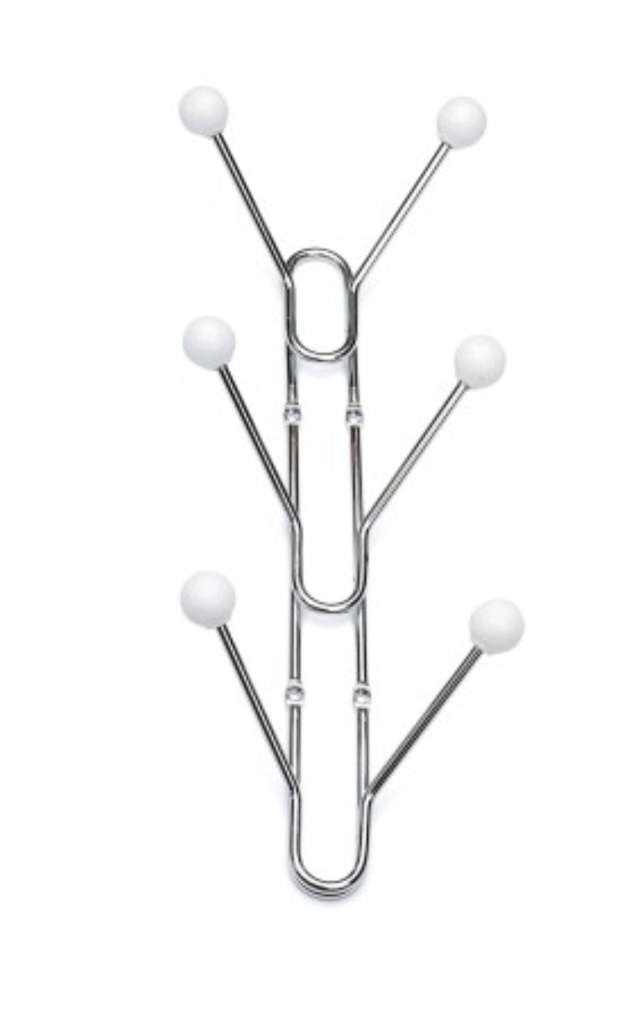 BENNY Hängeregal mit 6 Haken, Weiß/Chrom