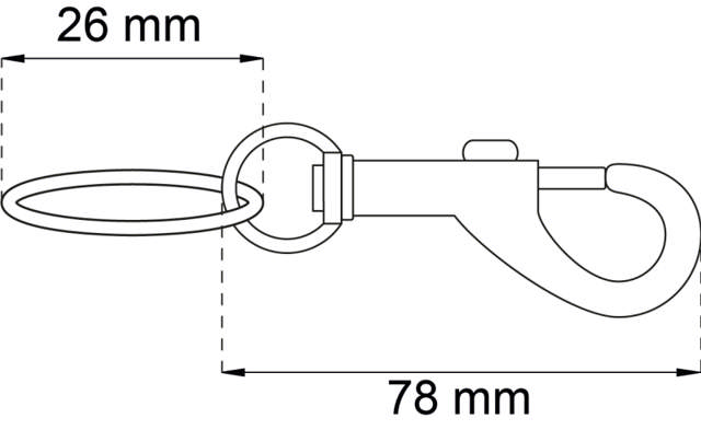 Karabiner mit Ring, 73 mm, vernickelt, 1 Stück