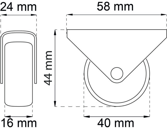 Möbelrollen mit Kunststoffrolle Ø40 4 Stück 