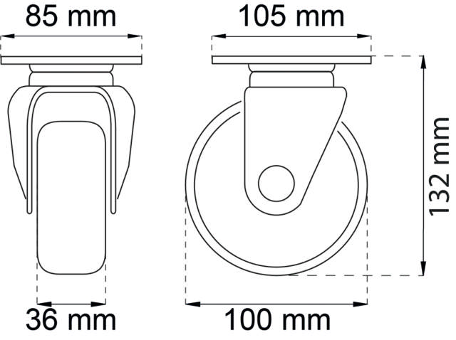 Containerrad 100 mm drehbar LP