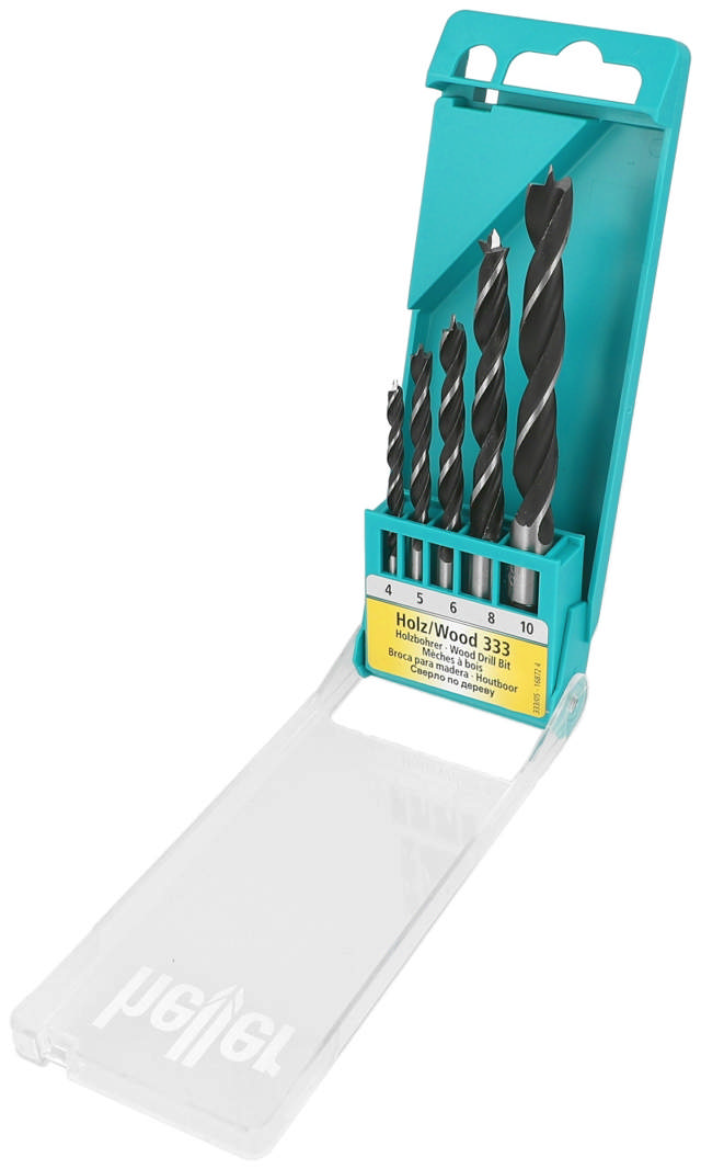 Heller Holzbohrer-Set, Größe 4/5/6/8/10 mm, Packung. á 5 Leben