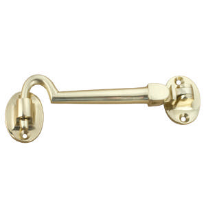 Kabinenhaken D606, klapperfrei, Messing, poliert mit Lack, 100 mm