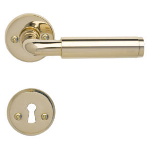 Türgriff Funkis 383 mit Set (1980+81), Messing, poliert, unlackiert, Ø 20 mm