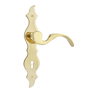 Türgriff 673 S-Griff mit langer Platte L3 GN cc72 Messing poliert