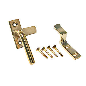 Fenstergriff 21403 rechts inkl. Haken Messing poliert mit Lack Ø10