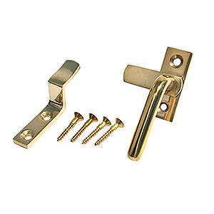 Fenstergriff 21403 Links inkl. Haken Messing Poliert mit Lack Ø10