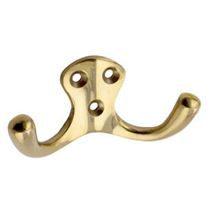 Kleiderhaken 83 Doppelt Messing Poliert mit Lack CC18