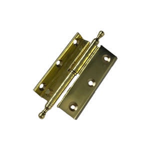 Scharnier H für Schranktüren, gebogen, mit Fetzenmuster, Messing, poliert mit Lack, 60 x Ø 6 mm