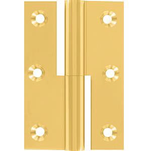 Hamburger Scharnier, links, quadratisch, Messing poliert, unlackiert, 60 x 40 mm ø8