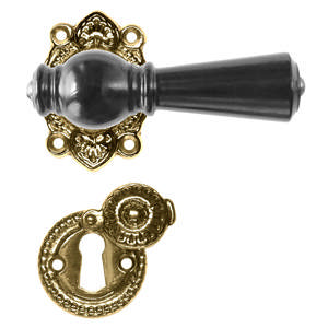 Türgriff Østerbro 670, für ältere Türen, schwarz, Messing poliert, unlackiert