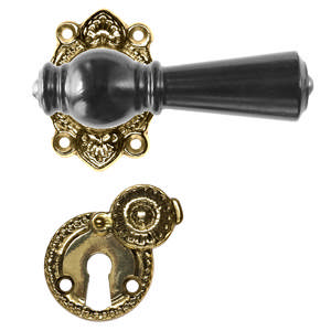 Türgriff Østerbro 670, Neue Türen, Schwarz lackiert, Messing poliert, unlackiert