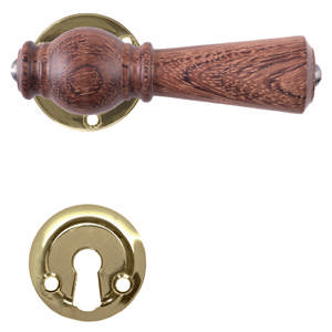 Türgriff Østerbro 670, Neue Türen, Mahagoni, Messing poliert, unlackiert