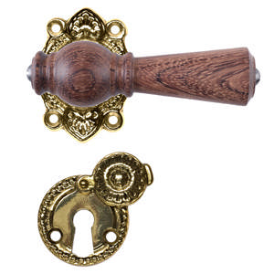 Türgriff Østerbro 670, Neue Türen, Mahagoni, Messing poliert, unlackiert