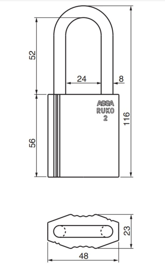 Schloss RB2644 KL 2 mit Gabel-M-Aufhänger / ST