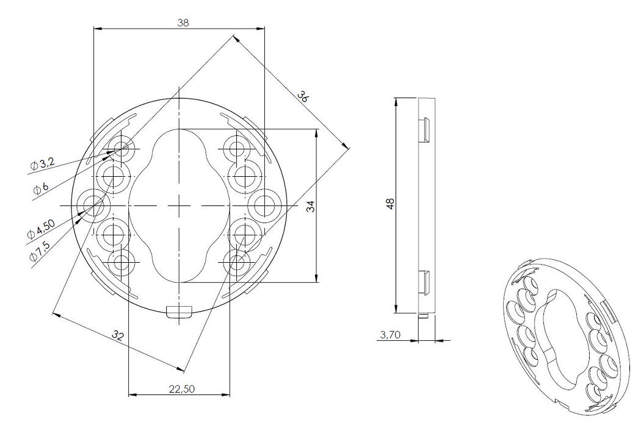 Montageplatte ø48mm Weiß
