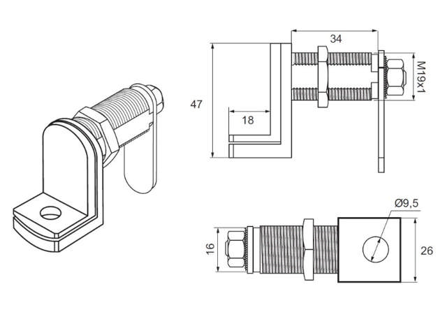 Siso Schrankschloss mit Vorhängeschloss