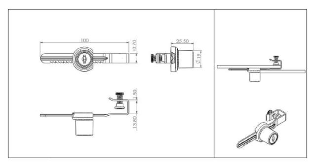 Siso-Glasschloss 750-100 mm, einfach schließend